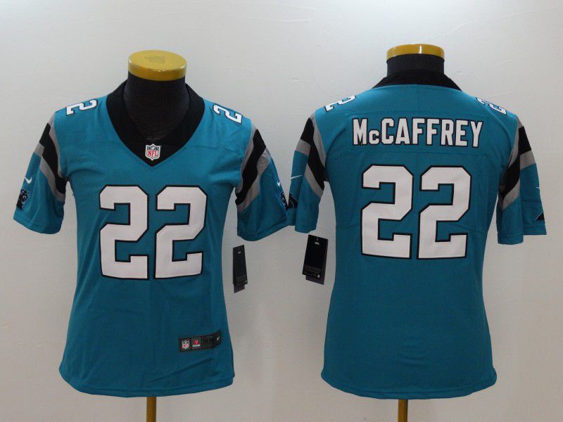 Women Carolina Panthers #22 Mccaffrey Blue Nike Vapor Untouchable Limited NFL Jerseys